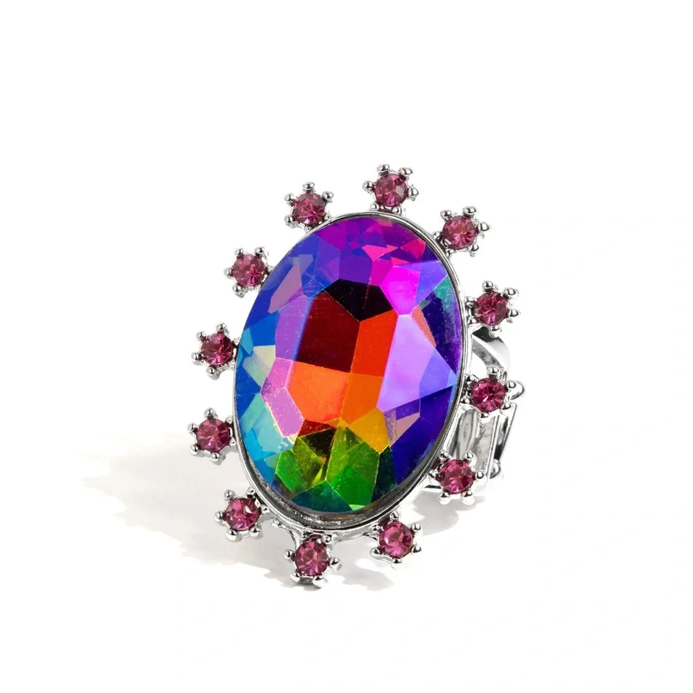 NWT Iridescent Pink Rhinestone Ring(Last One) - Picture 3 of 5